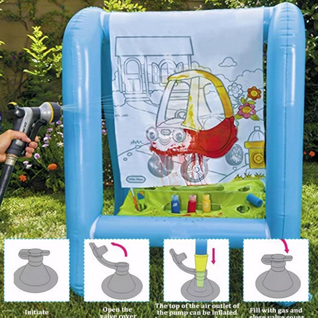 Kids Outdoor Easel - ขาตั้งวาดรูปพีวีซีแบบพกพาสำหรับเด็ก ใช้งานกลางแจ้งได้ ง่ายต่อการพกพาและนำกลับมาใช้ใหม่ได้ พร้อมถาดอเนกประสงค์