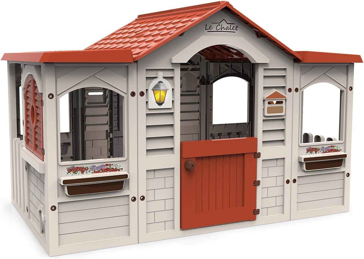 Kids Outdoor Playhouse - บ้านจำลองเลอชาเลต์แกรนด์คอตเทจสำหรับเด็ก, ใช้ได้ทั้งในร่มและกลางแจ้ง, ประกอบง่าย, มีคุณสมบัติสนุกสนาน, ผลิตจากพลาสติกที่ทนทาน