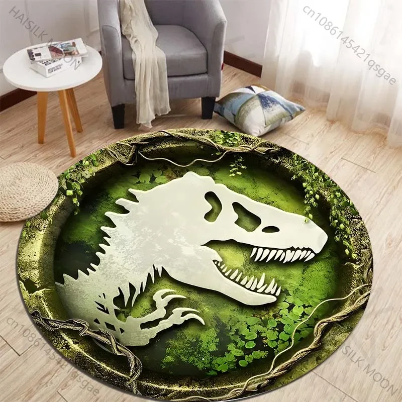 Kids Outdoor Area - HD 3D ไดโนเสาร์พิมพ์รอบพรมสําหรับห้องนอนพรมปูพื้นสําหรับห้องเด็กในครัวเรือนเก้าอี้อาบน้ําพรมห้องนั่งเล่น home Decor