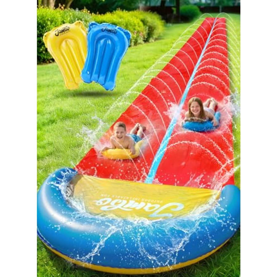 Kids Outdoor Inflatable Water Slide - สไลเดอร์น้ำกลางแจ้งสำหรับเด็ก: ทำจาก PVC คุณภาพสูง สีฟ้าและสีเหลือง ยาวพิเศษ