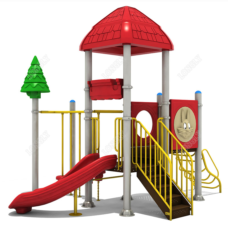 Kids Outdoor Area - สไลเดอร์พลาสติกสีแดงสำหรับเด็ก อุปกรณ์สวนสนุก LLDPE สำหรับสนามเด็กเล่นกลางแจ้ง สวน โรงเรียน