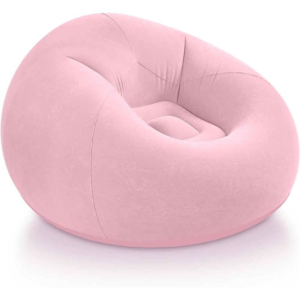Kids Outdoor Loungers - เก้าอี้บีนแบ็กเป่าลม สีชมพู | โซฟาพกพาสำหรับผู้ใหญ่และเด็ก, ที่นั่งชมหนังกลางแจ้ง, เก้าอี้พักผ่อนในห้องเรียน,