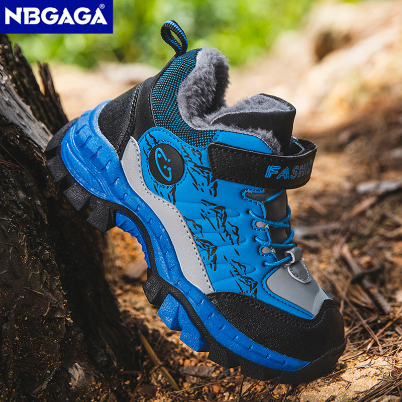 Kids Outdoor Boots - ฤดูหนาวเด็กสบายๆรองเท้าข้อเท้าหิมะลื่นรองเท้าปีนเขากลางแจ้งเด็กแฟชั่นกันน้ํารองเท้าผ้าใบอุ่น