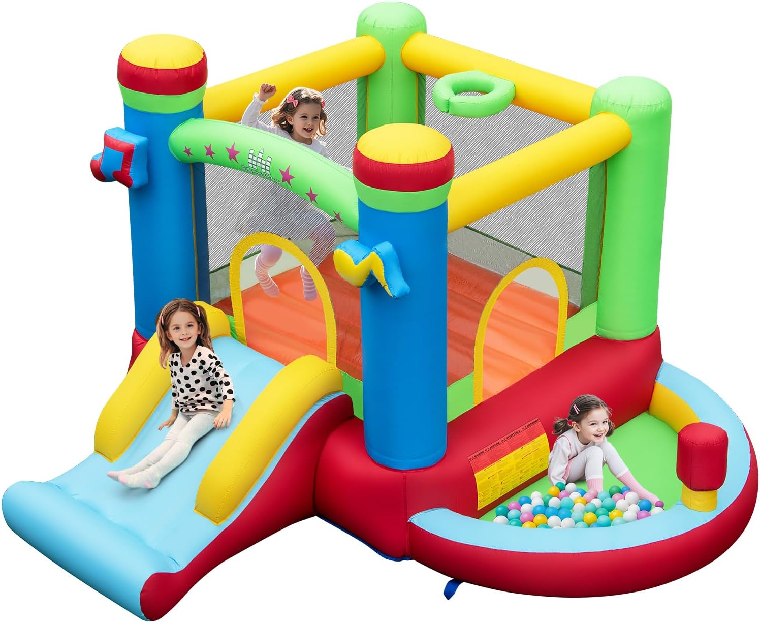 Kids Outdoor Ball - บ้านลมพร้อมบ่อบอล, บ้านลมสำหรับเด็กอายุ 3-12 ปี ใช้ได้ทั้งในร่มและกลางแจ้ง พร้อมพื้นที่กระโดดขนาดใหญ่,