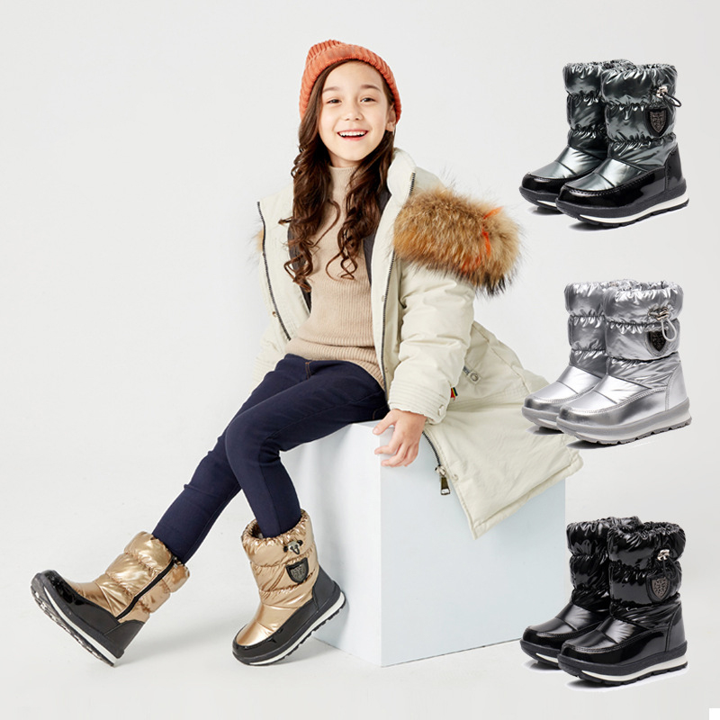 Kids Outdoor Boots - รองเท้าบูทหิมะเด็กแบบหุ้มข้อสูง รองเท้าผ้าฝ้ายกันน้ำสำหรับฤดูหนาว รองเท้าเด็กผู้ชายและเด็กผู้หญิง รองเท้าผ้าใบเด็ก