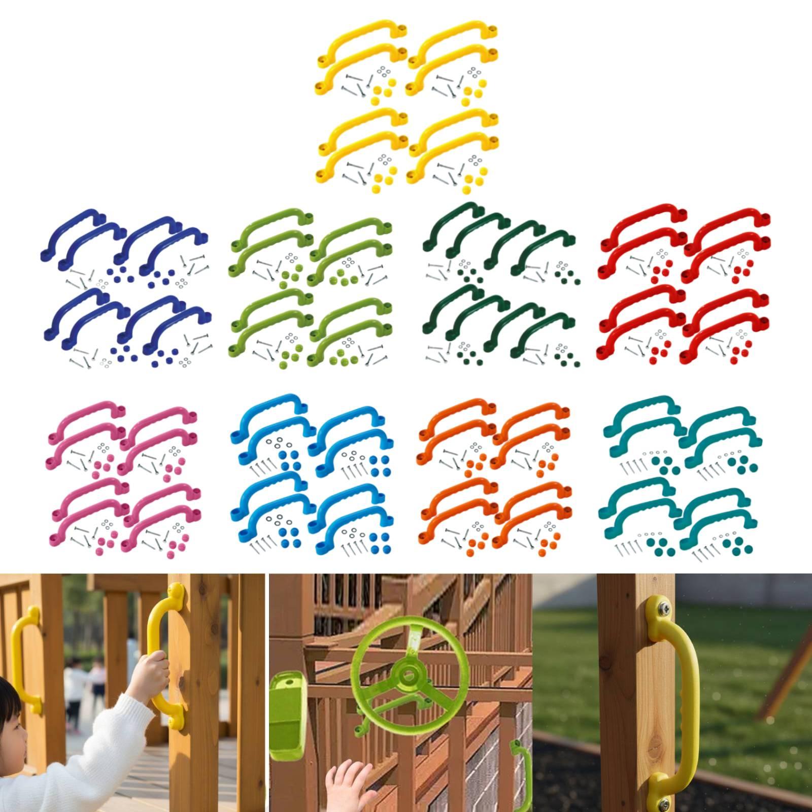 Kids Outdoor Playhouse - ที่จับโครงปีนป่าย 8 ชิ้น ติดตั้งง่าย ชุดของเล่นกลางแจ้ง อุปกรณ์สนามเด็กเล่นสำหรับสวน