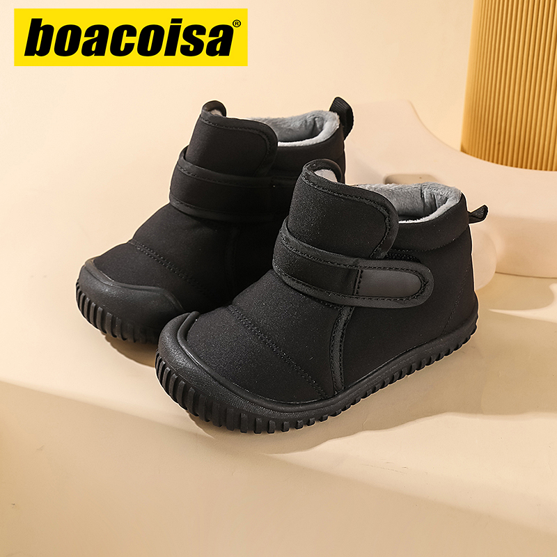Kids Outdoor Boots - รองเท้าบู๊ทสั้นสำหรับเด็กฤดูหนาวกันหิมะกลางแจ้งกันลื่นกันน้ำรองเท้าผ้ากำมะหยี่นุ่มสำหรับเด็กผู้หญิงเด็กผู้ชายรองเท้าผ้าใบเด็กกันน้ำที่ให้ความอบอุ่น