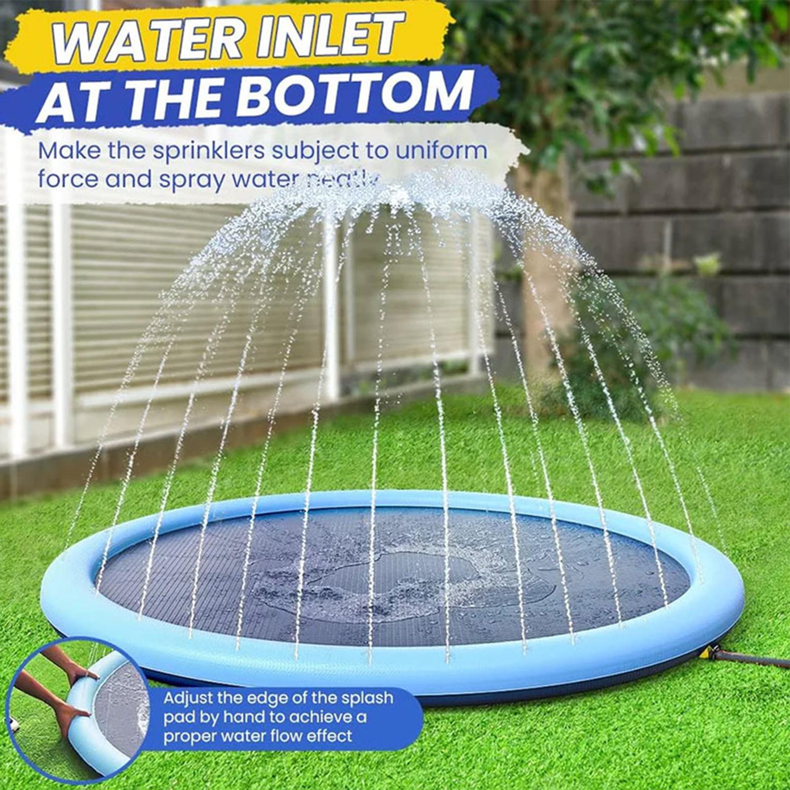 Sprinkler Splash Pad - แผ่นรองเล่นน้ำสำหรับเด็กพร้อมหัวฉีดน้ำ แผ่นรองกันลื่นสำหรับเล่นน้ำกลางแจ้ง ของเล่นสำหรับเด็กวัยหัดเดิน เด็กชาย เด็กหญิง เหมาะสำหรับเล่นในช่วงฤดูร้อน