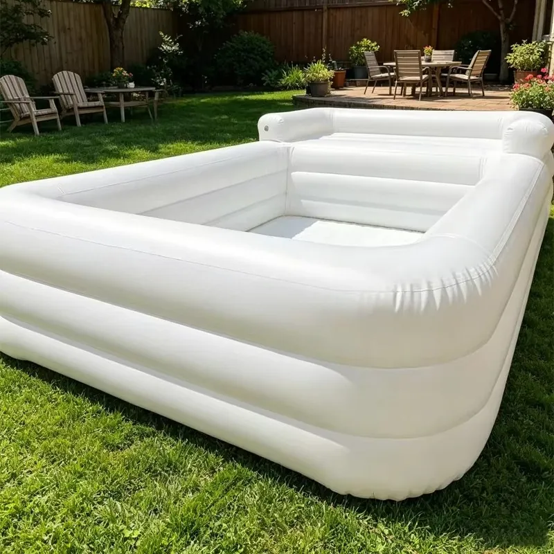 Kids Outdoor Loungers - สระว่ายน้ำเป่าลมสำหรับครอบครัวแบบพกพาสำหรับใช้งานกลางแจ้ง สระว่ายน้ำเป่าลมเชิงพาณิชย์สำหรับเด็กและผู้ใหญ่ พร้อมที่นอนเป่าลม