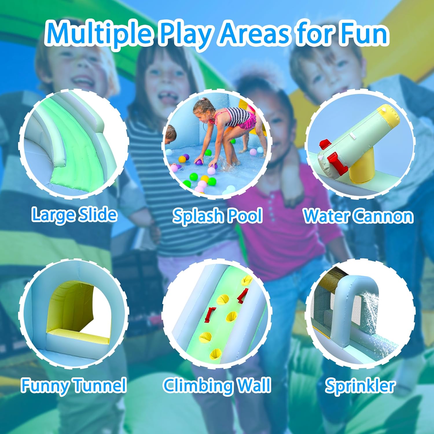 บ้านลมเด็ก 6-in-1 พร้อมสวนน้ำ, - Kids Outdoor Inflatable Water Slide บทวิจารณ์และราคา