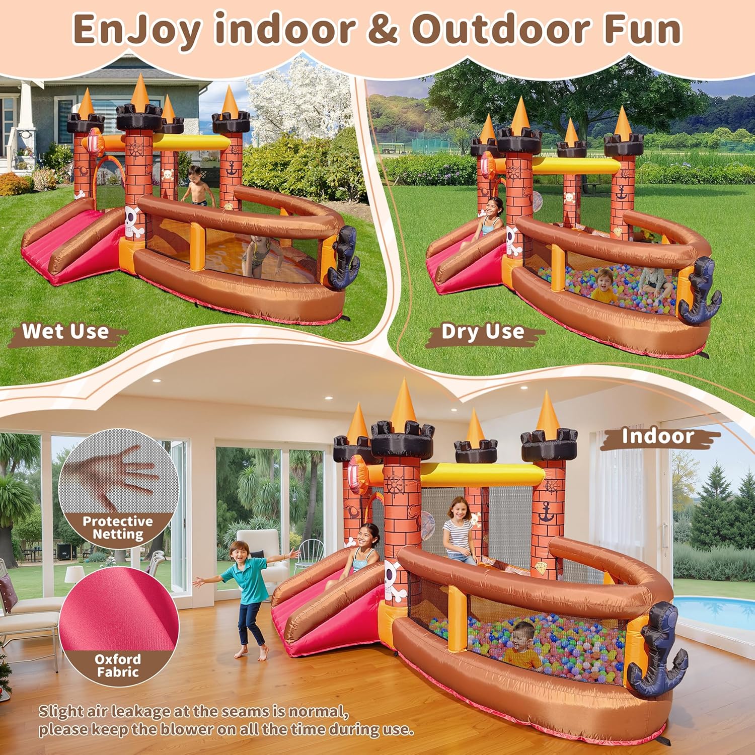 บ้านลมเป่าลมสำหรับเด็กอายุ 3-8 - Kids Outdoor Inflatable บทวิจารณ์และราคา