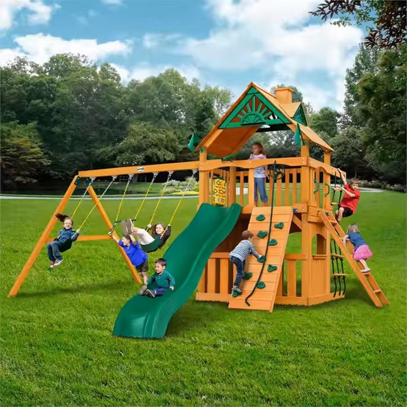 เครื่องเล่นสนามเด็กเล่นกลางแจ้ - Kids Outdoor Wooden Playset บทวิจารณ์และราคา