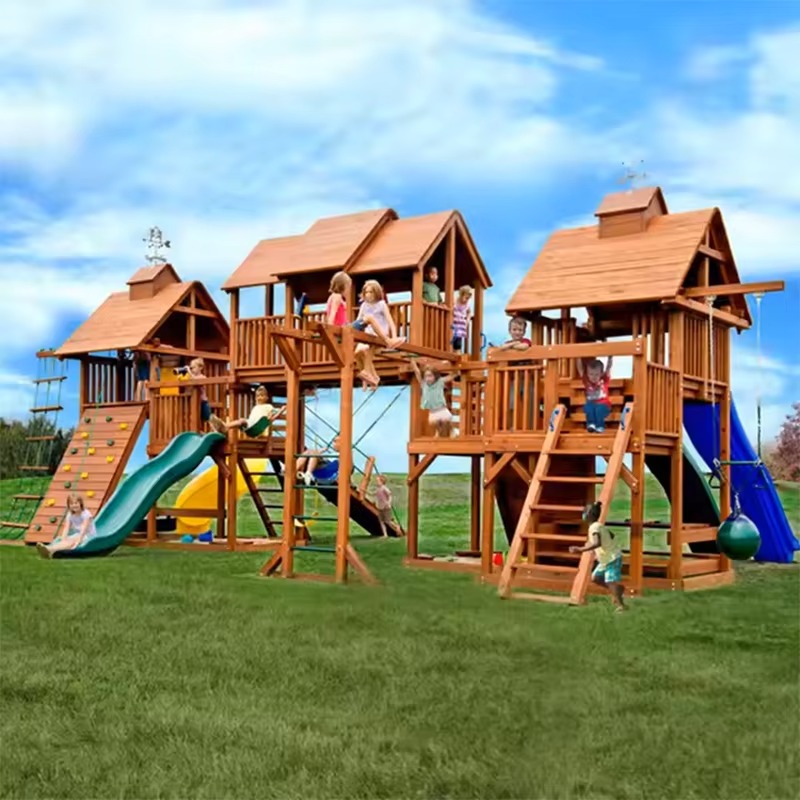 เครื่องเล่นสนามเด็กเล่นกลางแจ้ - Kids Outdoor Wooden Playset บทวิจารณ์และราคา