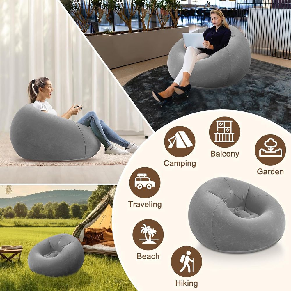 เก้าอี้บีนแบ็กเป่าลมสีเทา, โซฟ - Kids Outdoor Loungers บทวิจารณ์และราคา