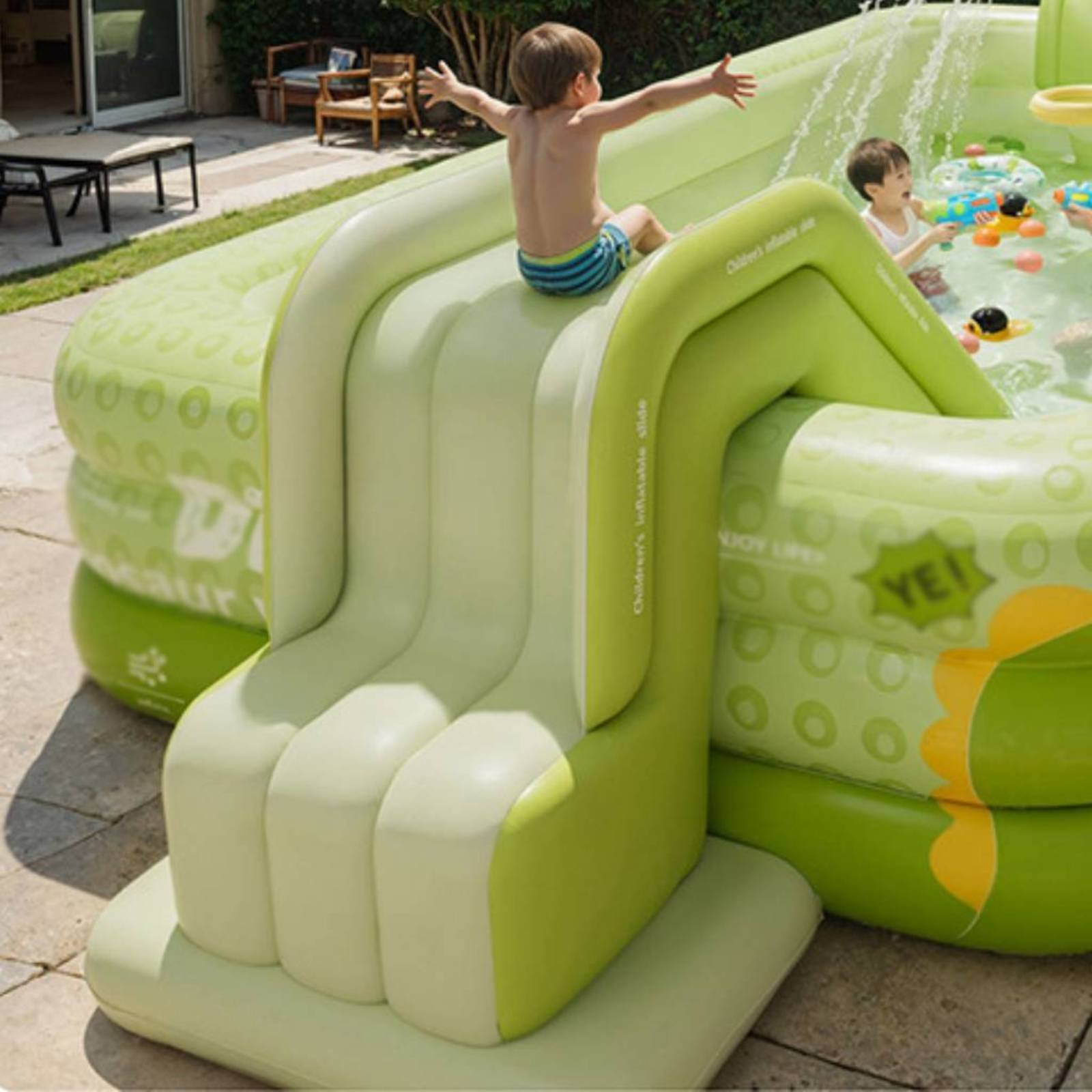สไลเดอร์สระน้ำเป่าลม พับเก็บได - Kids Outdoor Inflatable Water Slide บทวิจารณ์และราคา