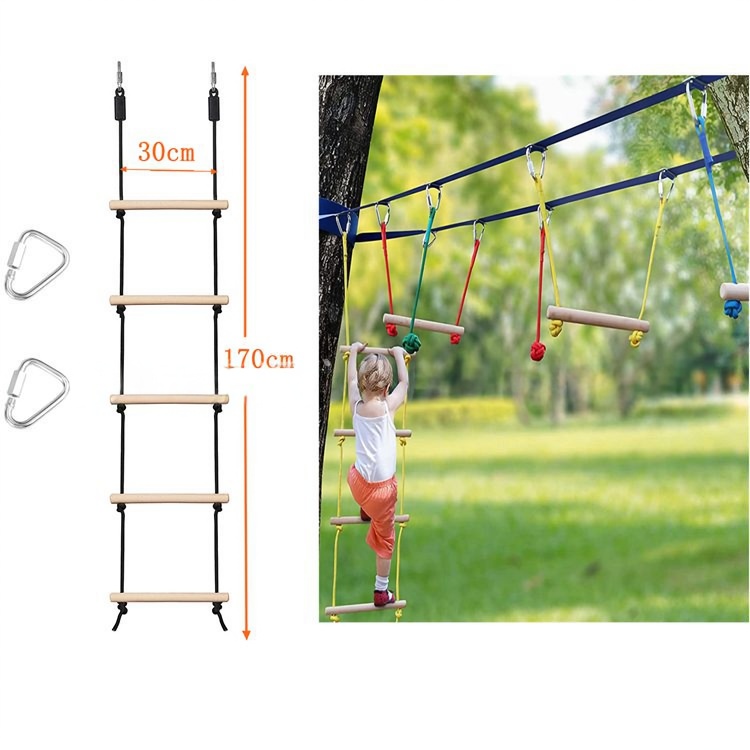 ชุดปีนป่ายเชือก บันไดไม้ ชิงช้ - Kids Outdoor Wooden Playset บทวิจารณ์และราคา