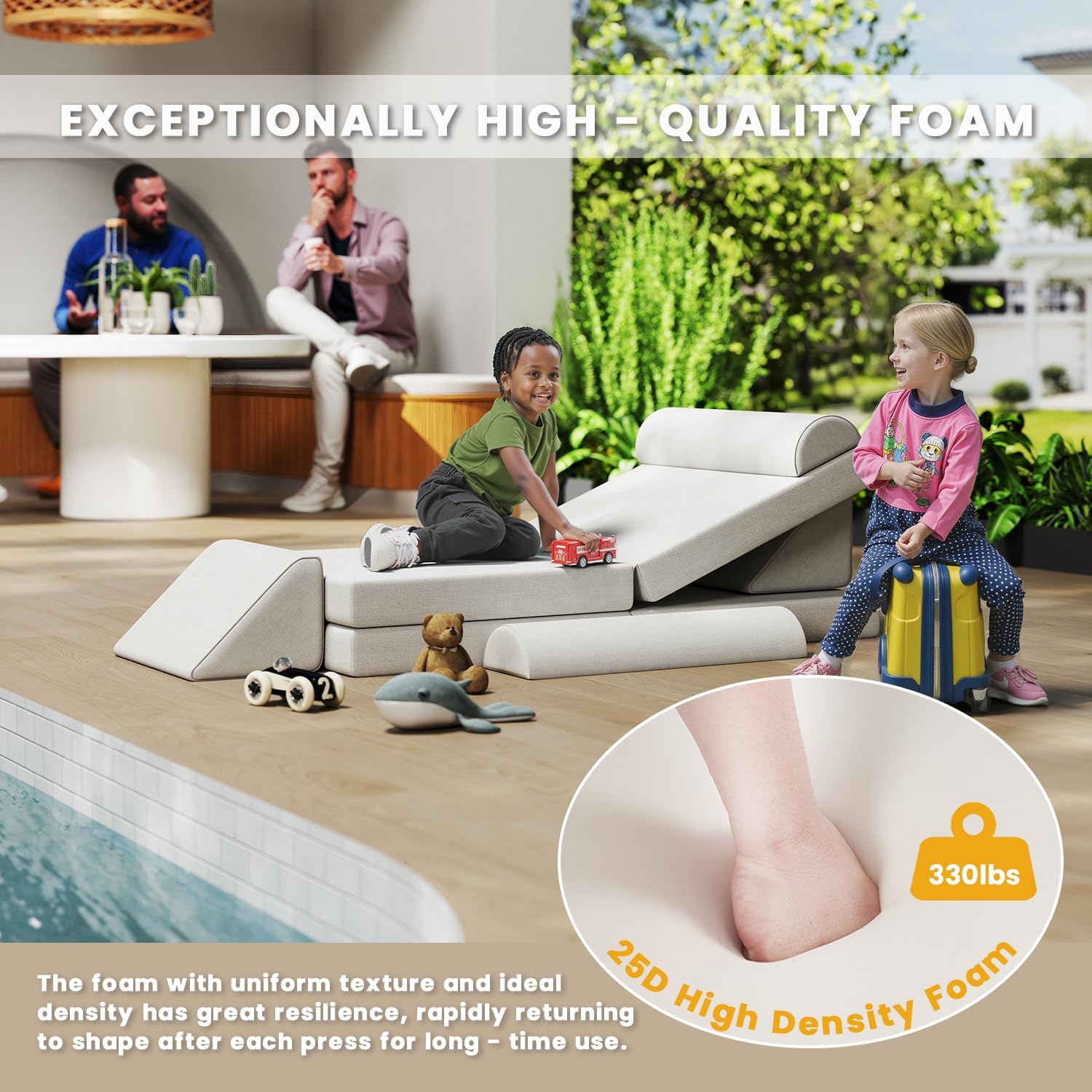 ชุดโซฟาเด็กแบบโมดูลาร์กันน้ำสำ - Kids Outdoor Wooden Playset บทวิจารณ์และราคา