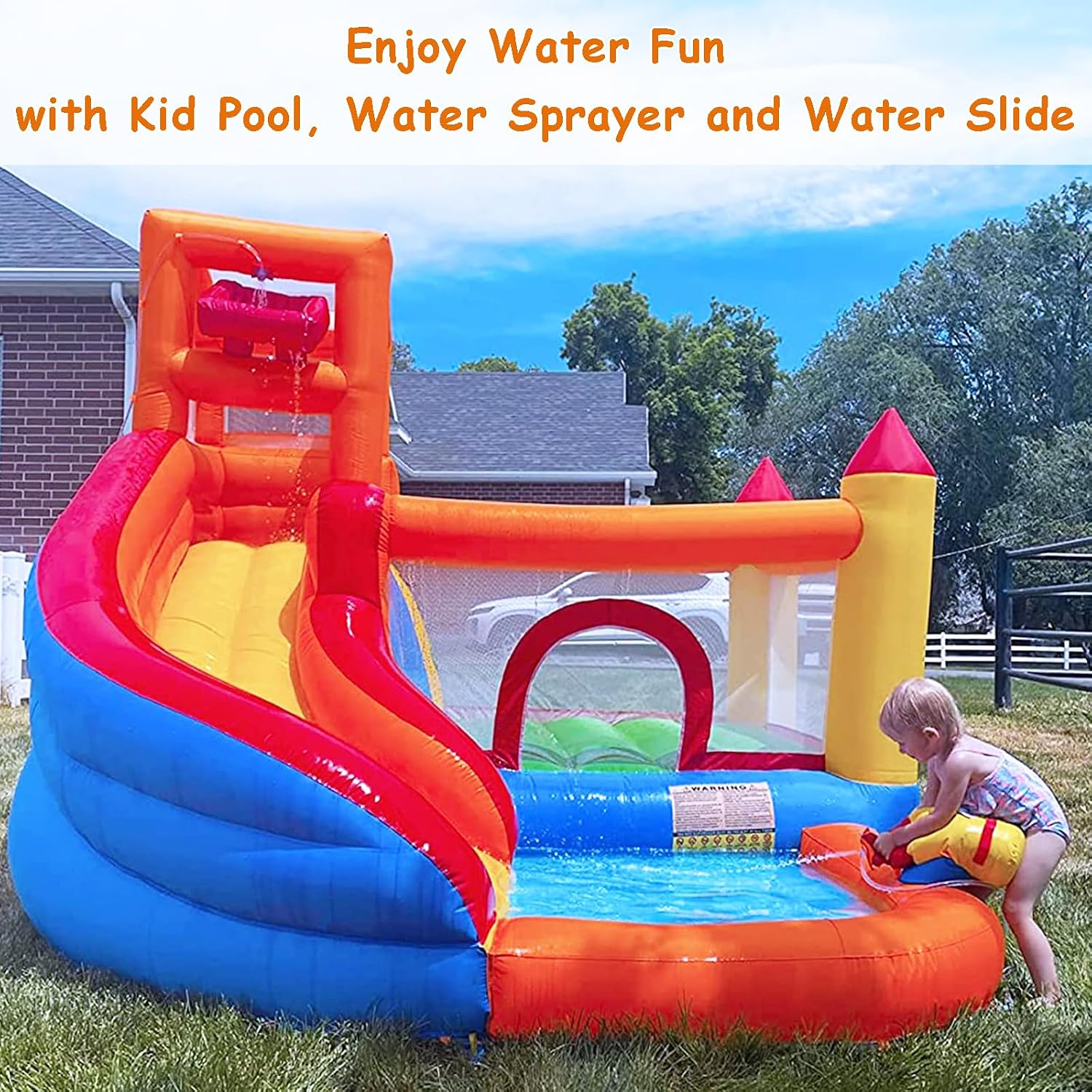 HuaKastro สไลเดอร์น้ำเป่าลมพร้ - Kids Outdoor Inflatable Water Slide บทวิจารณ์และราคา