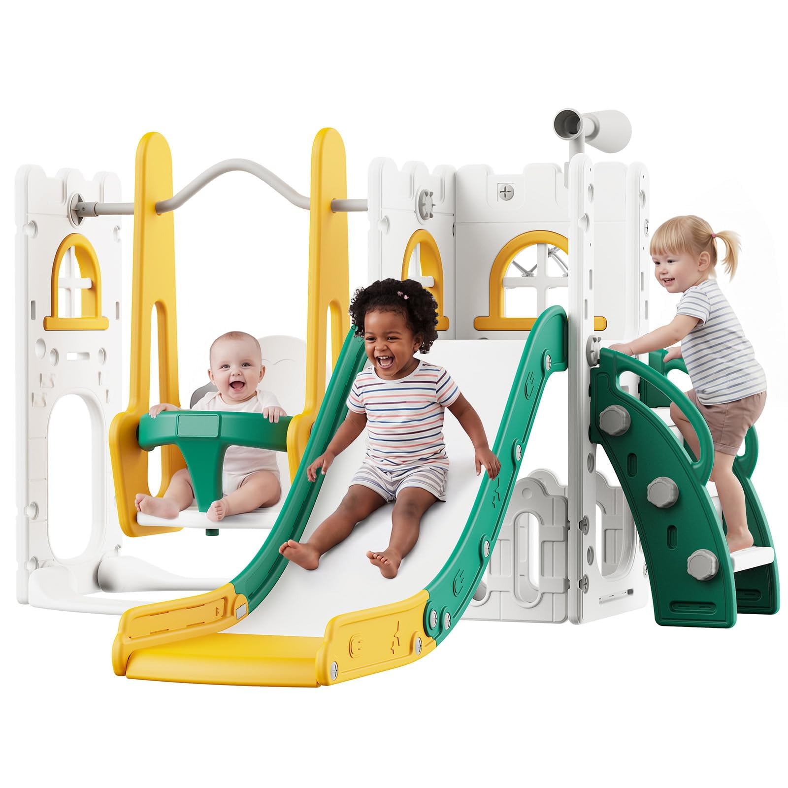 ชุดสไลด์และชิงช้า 7 in 1 สำหรั - Kids Outdoor Playhouse บทวิจารณ์และราคา