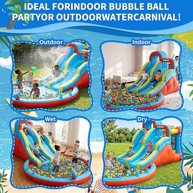 สวนน้ำเป่าลม 8-in-1 สำหรับทุกฤ - Kids Outdoor Inflatable Water Slide บทวิจารณ์และราคา