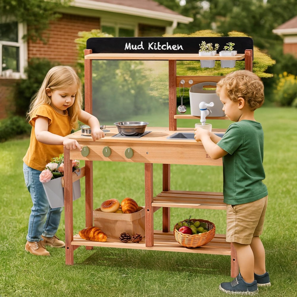 ชุดครัวไม้สำหรับเด็กเล่นกลางแจ - Kids Outdoor Wooden Playset บทวิจารณ์และราคา