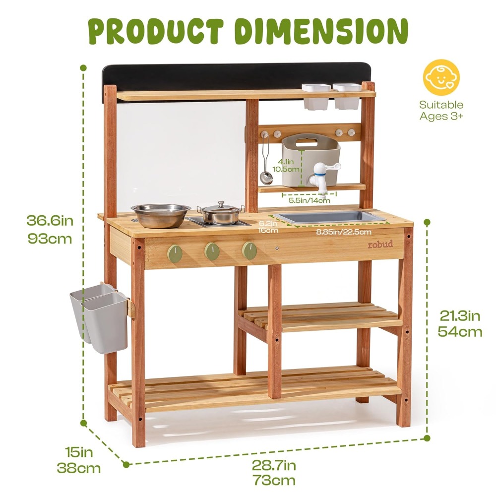 ชุดครัวไม้สำหรับเด็กเล่นกลางแจ - Kids Outdoor Wooden Playset บทวิจารณ์และราคา