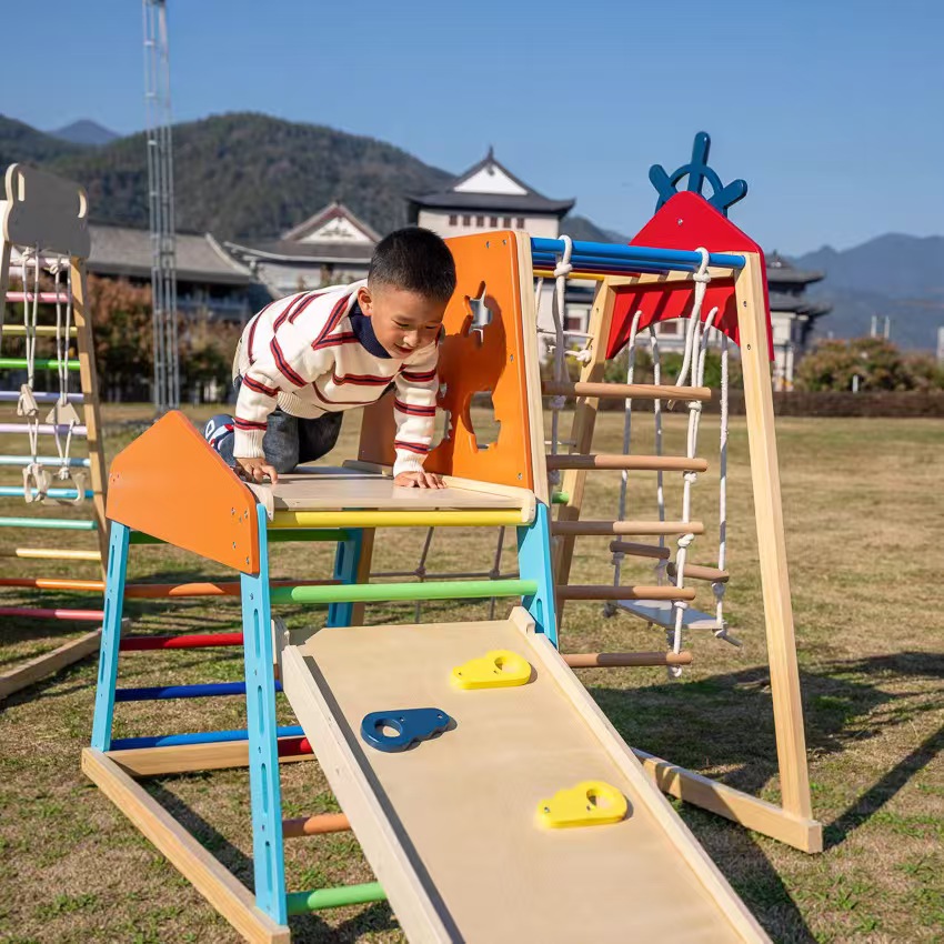 โครงไม้เนื้อแข็งขนาดใหญ่สำหรับ - Kids Outdoor Wooden Playset บทวิจารณ์และราคา