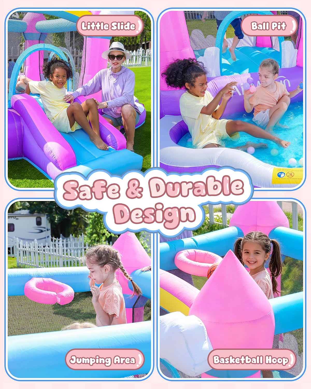 บ้านลมสีชมพูสำหรับเด็กอายุ 3-8 - Kids Outdoor Ball บทวิจารณ์และราคา