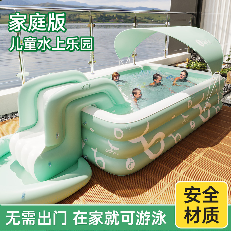 สระว่ายน้ำเป่าลมแบบหนาพร้อมสไล - Kids Outdoor Inflatable Water Slide บทวิจารณ์และราคา