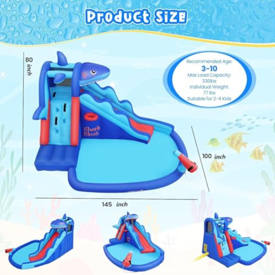 สไลเดอร์น้ำเป่าลมสำหรับเด็กอาย - Kids Outdoor Inflatable Water Slide บทวิจารณ์และราคา