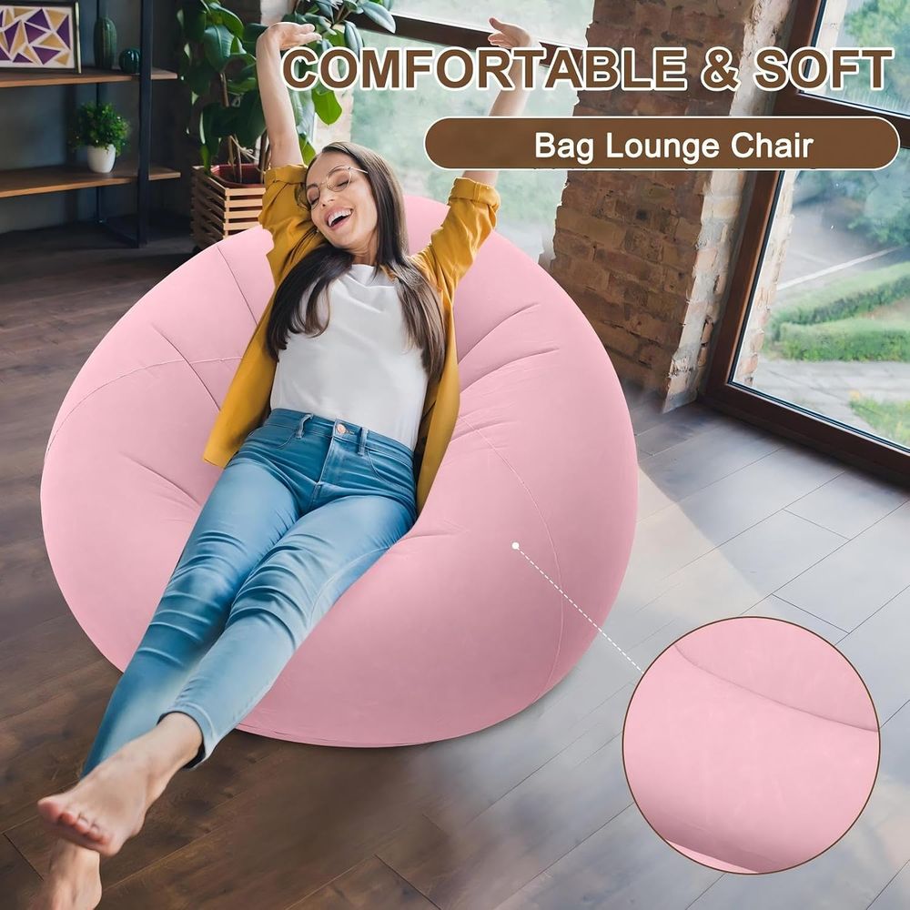 เก้าอี้บีนแบ็กเป่าลม สีชมพู |  - Kids Outdoor Loungers บทวิจารณ์และราคา