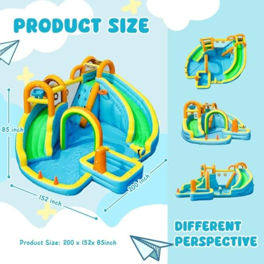สไลเดอร์น้ำเป่าลมสำหรับเด็กเล่ - Kids Outdoor Inflatable Water Slide บทวิจารณ์และราคา