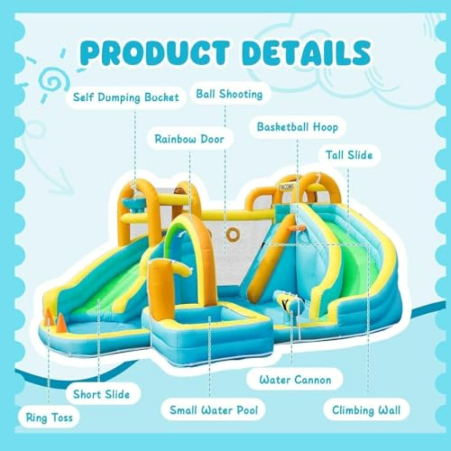 สไลเดอร์น้ำเป่าลมสำหรับเด็กเล่ - Kids Outdoor Inflatable Water Slide บทวิจารณ์และราคา