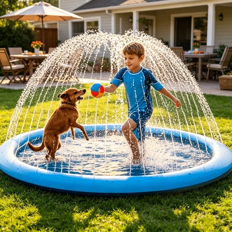 แผ่นรองน้ำขนาดใหญ่ 170×180 ซม. - Sprinkler Splash Pad บทวิจารณ์และราคา