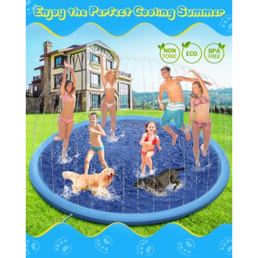แผ่นรองน้ำสำหรับเด็กและสุนัข:  - Sprinkler Splash Pad บทวิจารณ์และราคา
