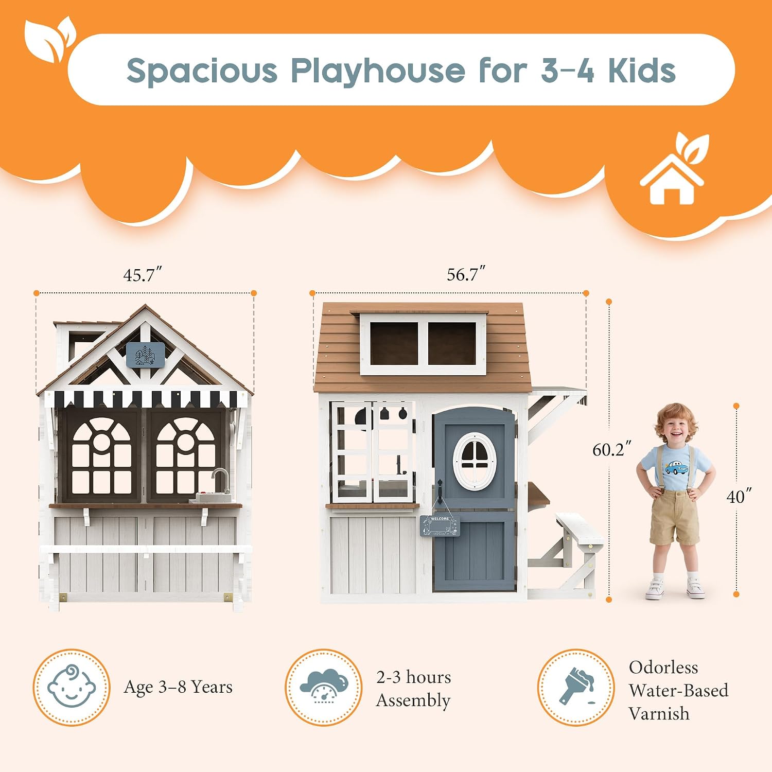 บ้านเด็กเล่นกลางแจ้งทำจากไม้ A - Kids Outdoor Wooden Playset บทวิจารณ์และราคา