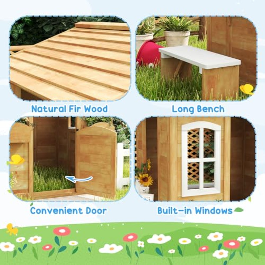 บ้านเด็กเล่นกลางแจ้งสำหรับเด็ก - Kids Outdoor Playhouse บทวิจารณ์และราคา