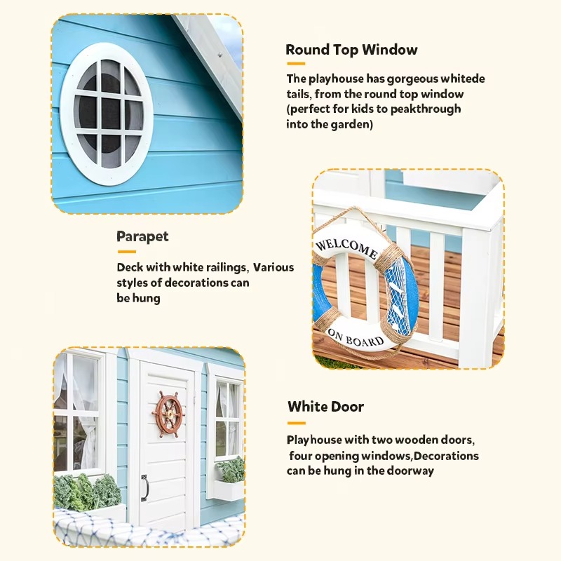 บ้านไม้สำหรับเด็กเล่นกลางแจ้งใ - Kids Outdoor Playhouse บทวิจารณ์และราคา